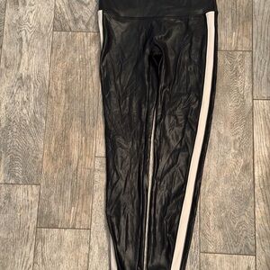 SPANX Black Leggings with White Stripe